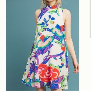 Anthro ria silk swing dress